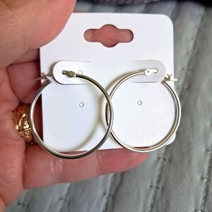 Sterling Silver Hallmarked 1.25" Hoop Roman & Sunstone Earrings from Macy's